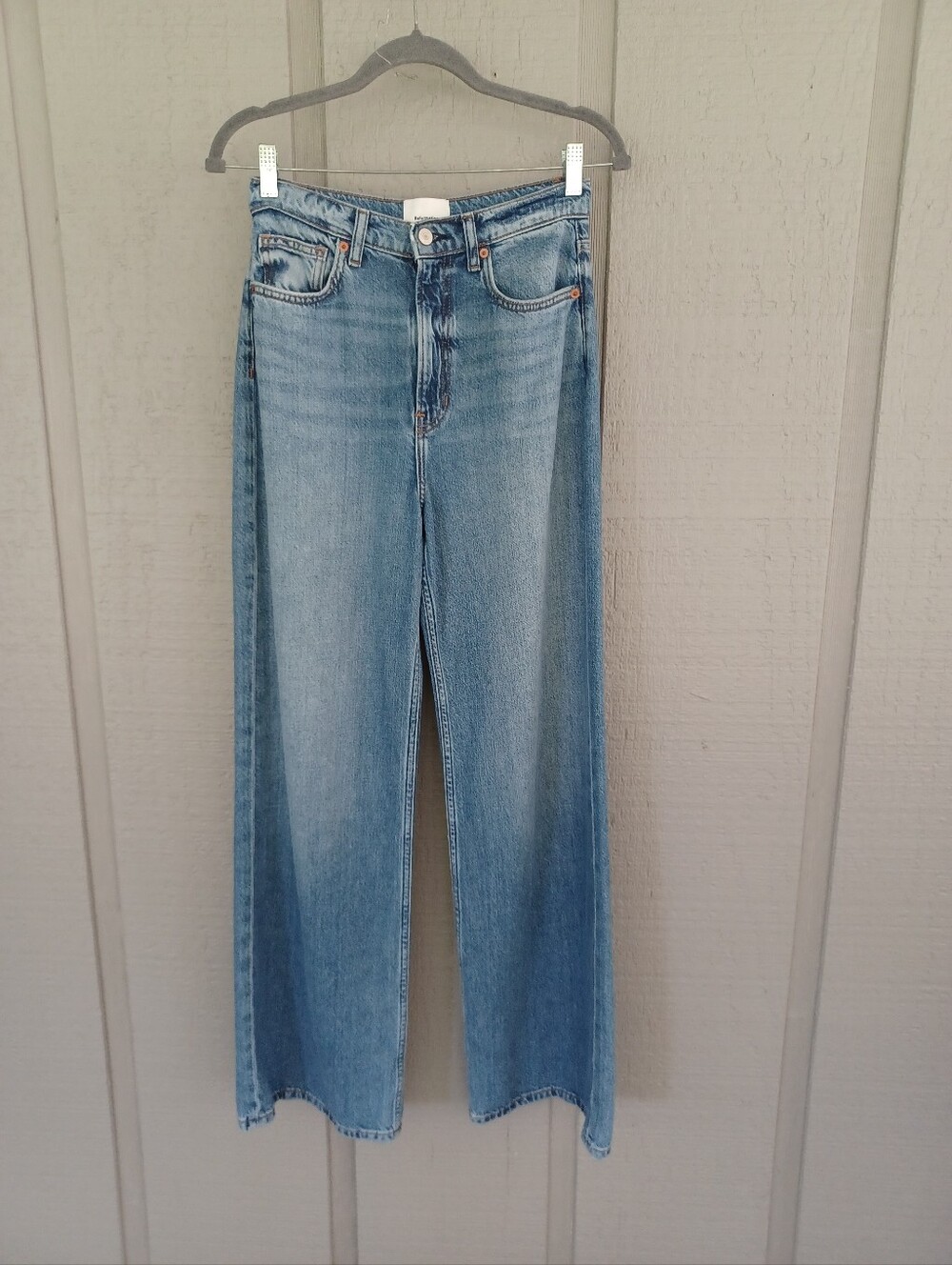 Reformation Cary Lived In Wide Leg Jeans Size 26 High Rise Cotton Blend Nosara